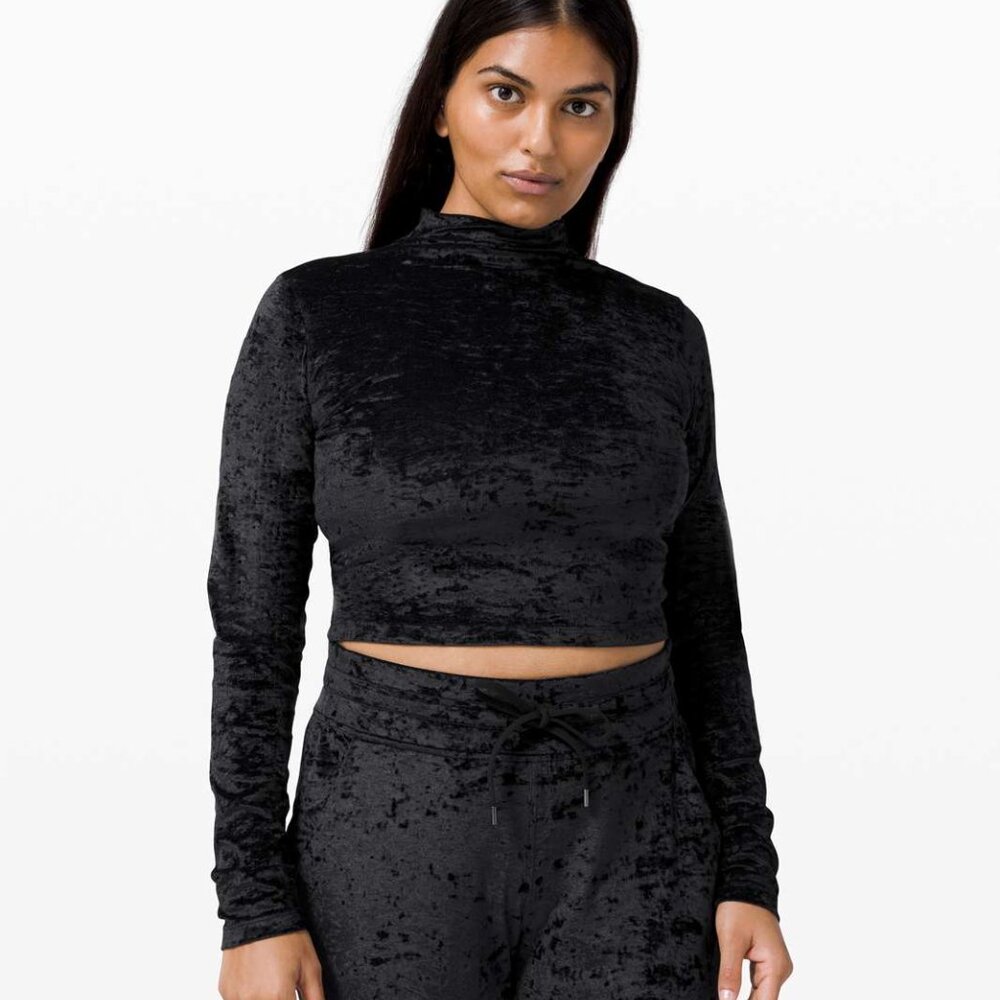 [LAST CHANCE] Lululemon All Aligned Mock Neck Long Sleeve - Crushed Velvet Black